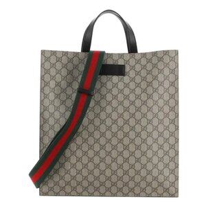 Gucci Supreme GG Logo Tote Messenger Bag Purse Womens Soft Canvas Convertible